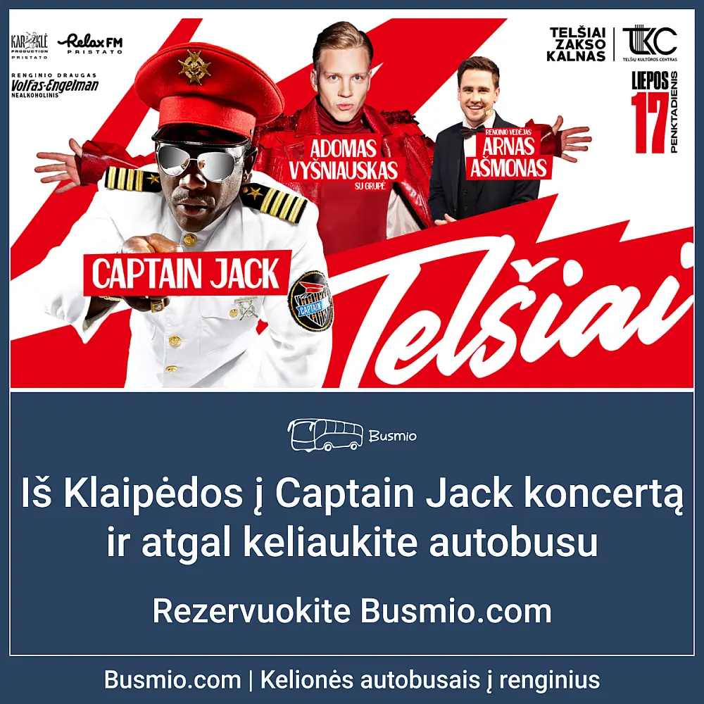 Autobusas į CAPTAIN JACK koncertą iš Gargždų 