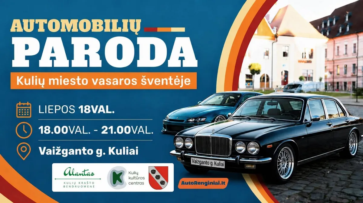 Automobilių paroda Kulių miesto vasaros šventėje