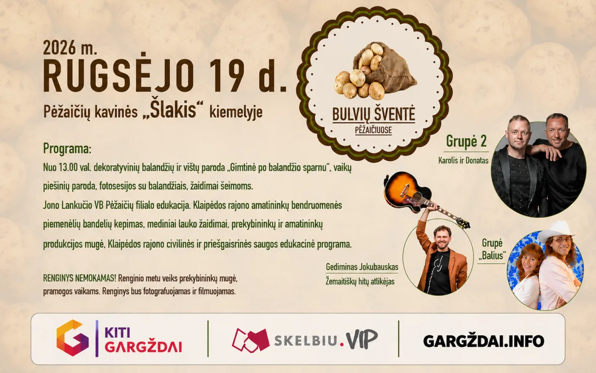 BULVIŲ ŠVENTĖ PĖŽAIČIUOSE 2026 + PROGRAMA