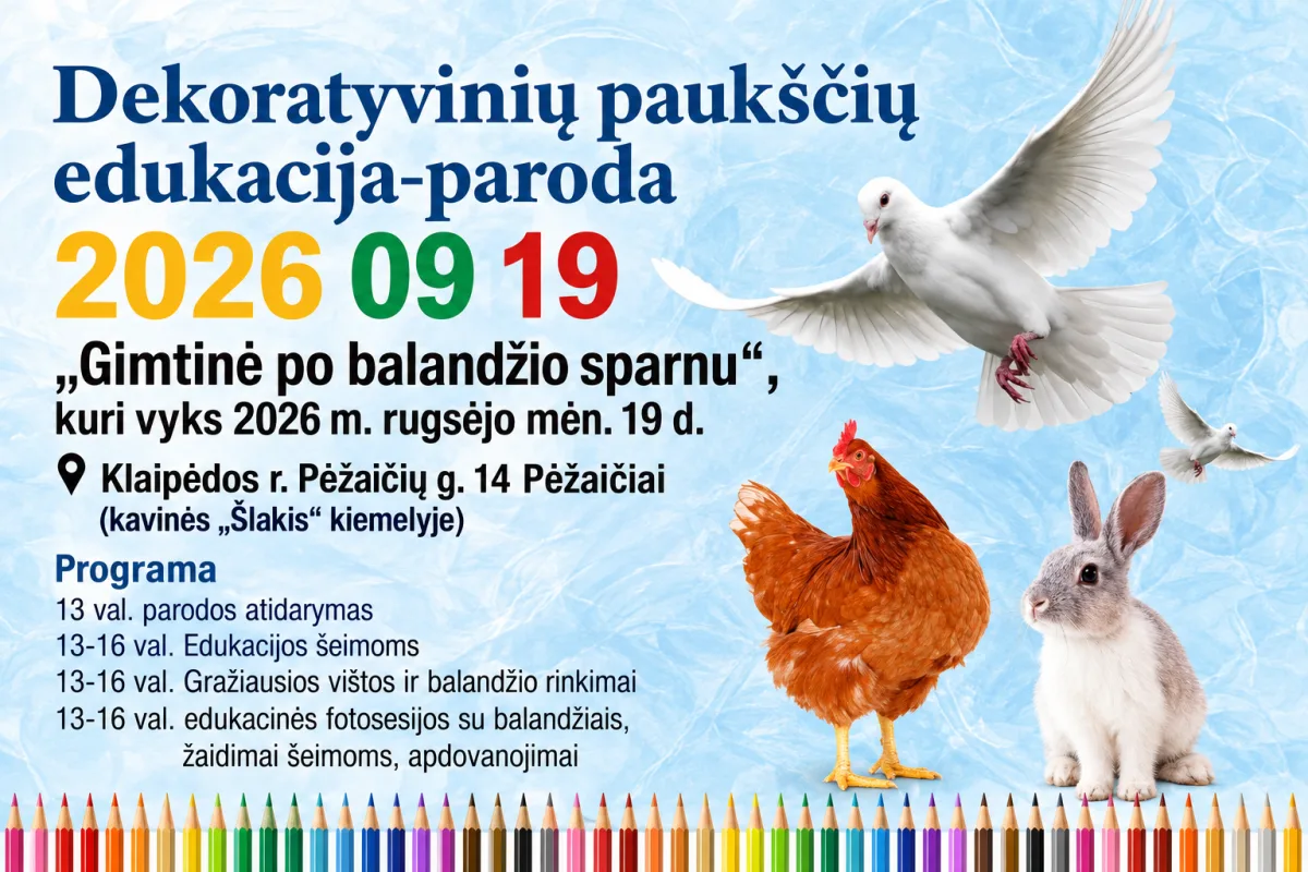 Dekoratyvinių paukščių edukacija-paroda „Gimtinė po balandžio sparnu“