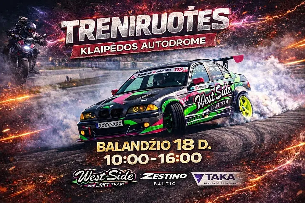Drifto treniruotė Klaipėdos autodrome