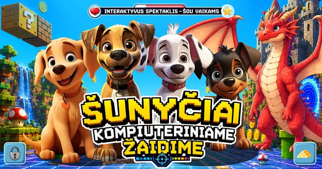Interaktyvus spektaklis vaikams "Šunyčiai kompiuteriniame žaidime" | Jurbarkas
