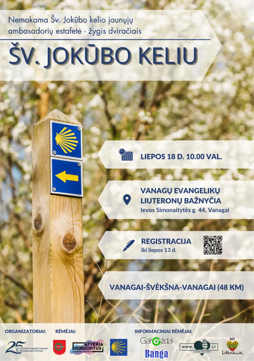Jaunųjų ambasadorių estafetė - žygis dviračiais „Šv. Jokūbo keliu“