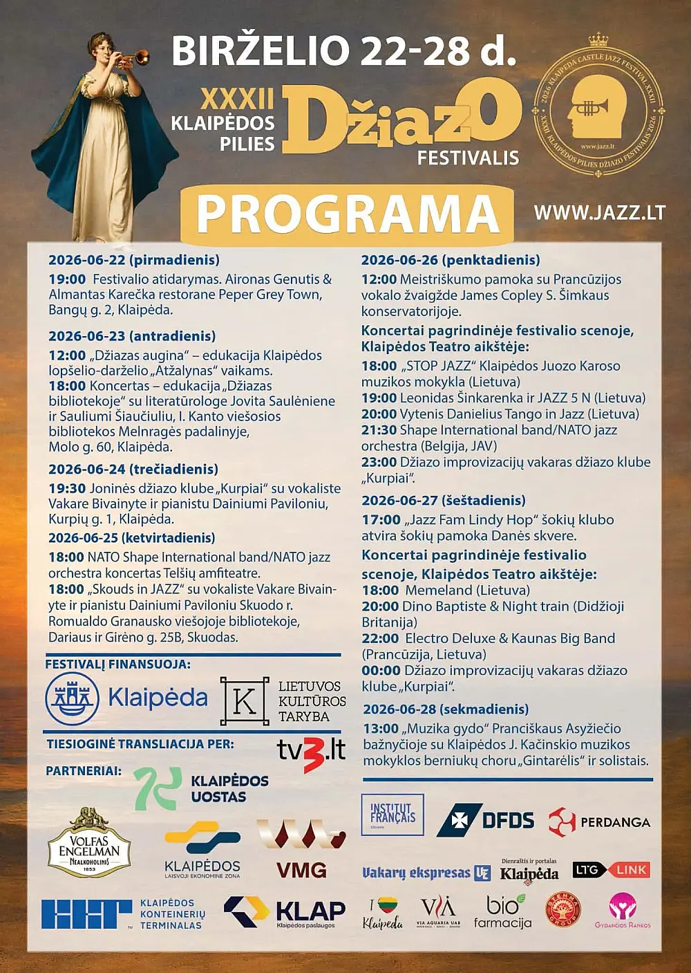 KLAIPĖDOS PILIES DŽIAZO FESTIVALIS 2026 + PROGRAMA