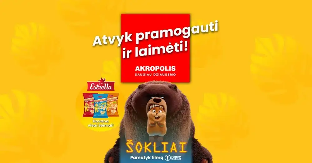 Nemokamų pramogų renginys šeimai su filmu ŠOKLIAI!