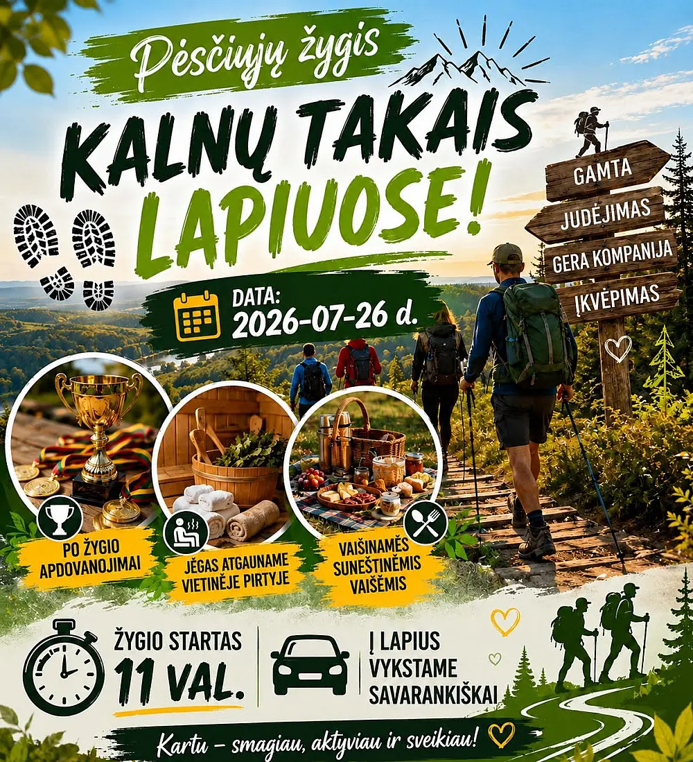 Pėsčiųjų žygis: Kalnų takais Lapiuose