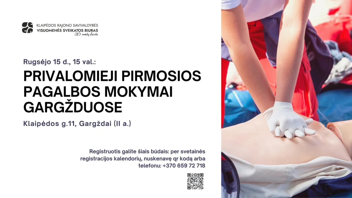 Privalomieji pirmosios pagalbos  mokymai Gargžduose