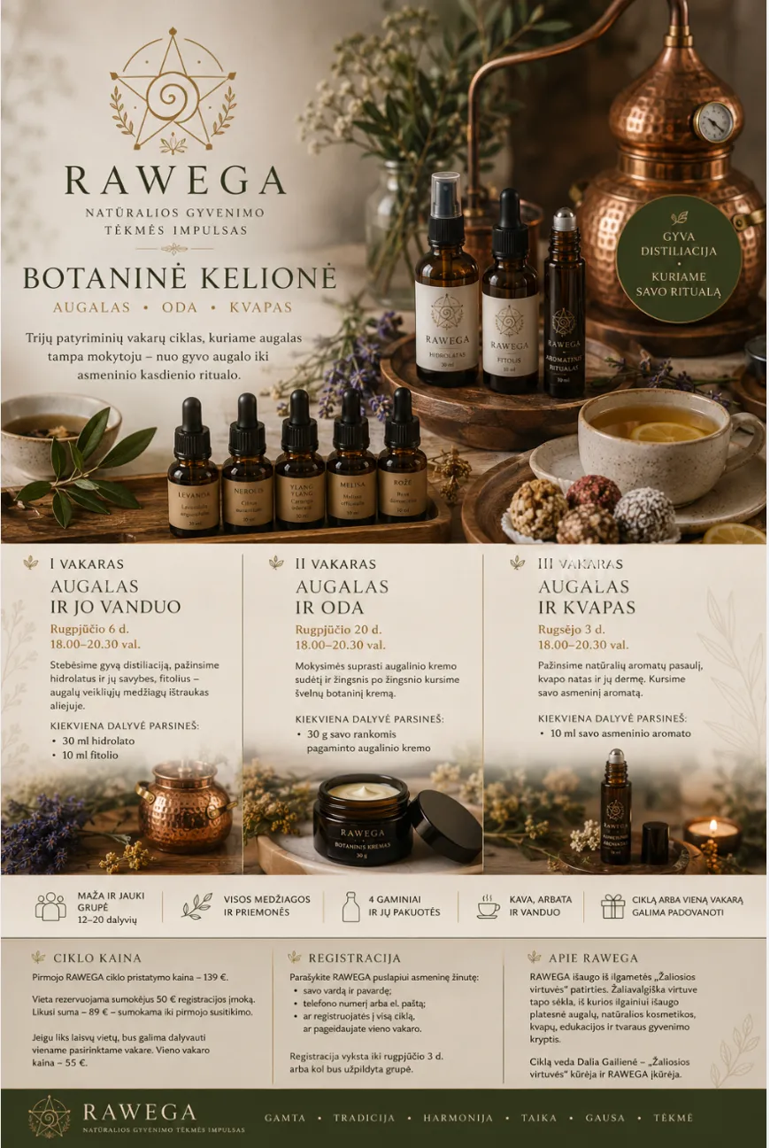 RAWEGA „Botaninė kelionė“ – 3 patyriminiai vakarai Klaipėdoje