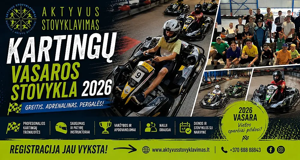 Sportinių kartingų ir sporto stovykla vaikams ir jaunimui