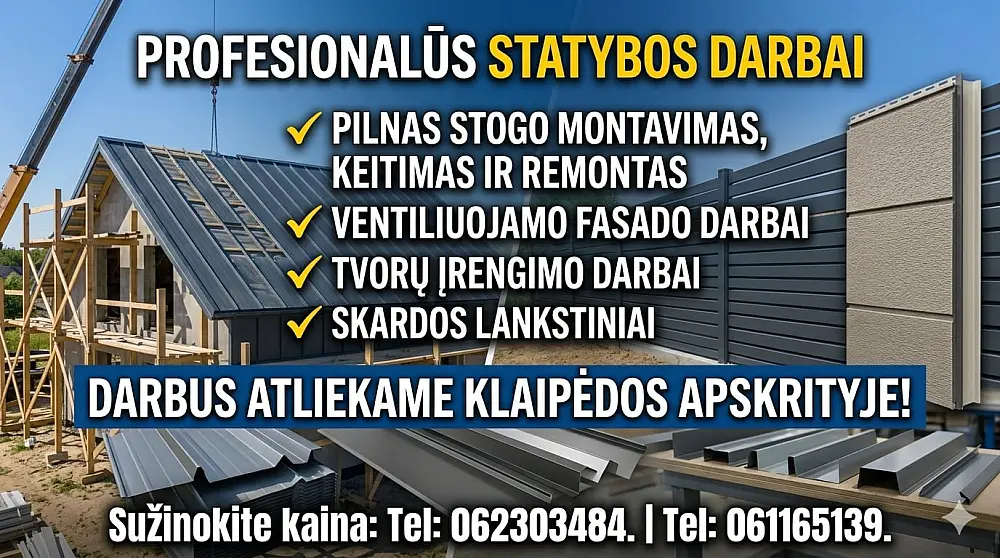 Stogo montavimas, keitimas, remontas, fasado darbai, tvorų įrengimas.